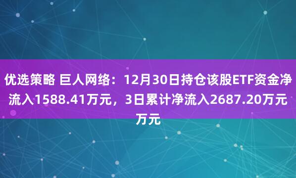 优选策略 巨人网络：12月30日持仓该股ETF资金净流入1588.41万元，3日累计净流入2687.20万元